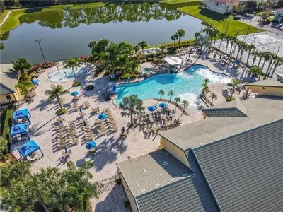 an aerial view of a pool at a resort at Bismarck Palms home in Kissimmee