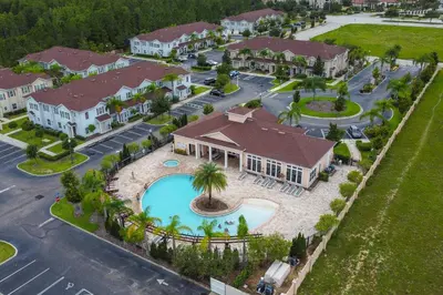 an aerial view of a home with a swimming pool at 3212 WL 8 guests corner 192 near from Disney in Kissimmee