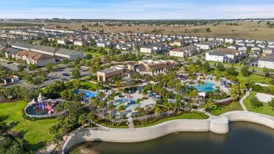 an aerial view of a resort with a pool at 2147 Cooper Bell in Kissimmee