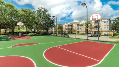 a basketball court with a basketball hoop at 8159 Fan Palm in Kissimmee