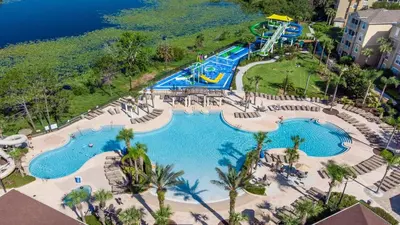 an aerial view of a pool at a resort at Windsor Hills 6br Cozy Home Pool/Spa 2miles Disney in Orlando