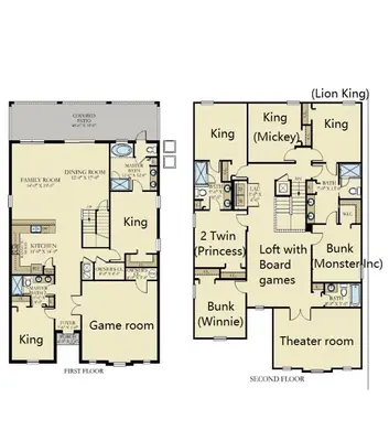 a floor plan of a house at Themed Rooms & Pool in Storey Lake Resort in Kissimmee