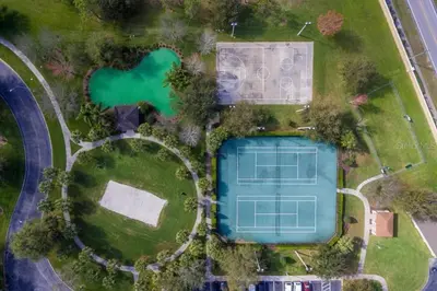 an overhead view of a swimming pool in a park at WH7642SKC 3 beds pool home Gated resort in Orlando