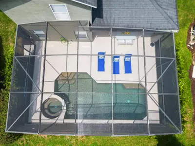 an aerial view of a rv through a fence at Great 6bedrooms home in Kissimmee w Private Pool 8426 in Kissimmee
