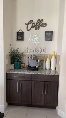 a kitchen counter with a coffee sign on the wall at Luxurious Villa 9br Encore Resort near to Disney in Orlando