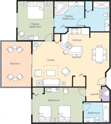 a floor plan of a house at Bonnet Creek 2 Bedroom Deluxe in Orlando