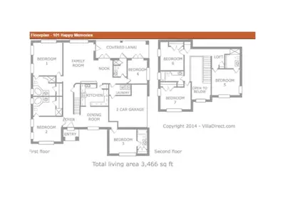 a floor plan of a house at Tranquil Formosa Gardens Villa in Orlando