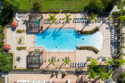 an overhead view of a pool at a resort at Premium Comfort - Beautiful Home Private Pool in Kissimmee