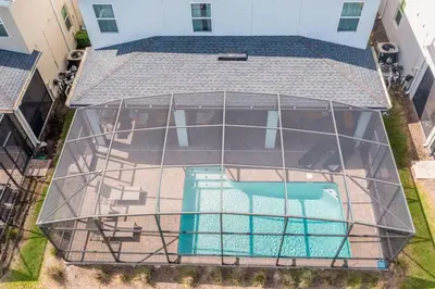 an overhead view of a house with a pool at Lakeview 7Br W pool Disney area in Kissimmee