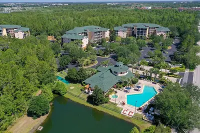 an aerial view of a resort with a pool at Caribe Cove Resort 3BR Condo Apt Disney Orlando in Kissimmee