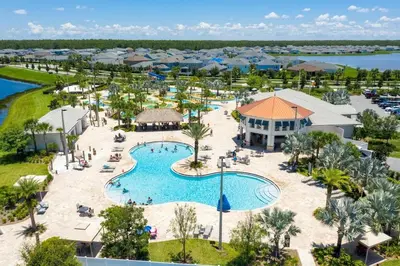 an aerial view of the pool at the resort at Amazing Disney resort style & FREE Waterpark 2481 in Kissimmee