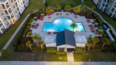 an aerial view of a resort with a swimming pool at Resort Condo Near Disney FREE Waterpark 4721 in Kissimmee