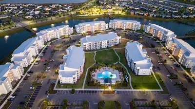 an aerial view of a city with buildings at Resort Condo Near Disney FREE Waterpark 4721 in Kissimmee