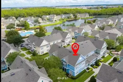 an aerial view of a house with a red marker on it at Orlando House in Kissimmee