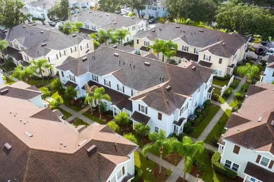 an overhead view of houses in a residential neighborhood at Lucaya Village Resort - 4 Bed 3 Bath Townhouse in Kissimmee