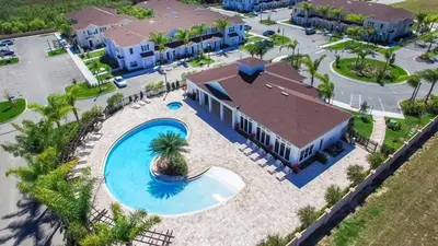 an overhead view of a pool at a resort at Lucky Find Lucaya Resort By Shine Villas 713 in Kissimmee