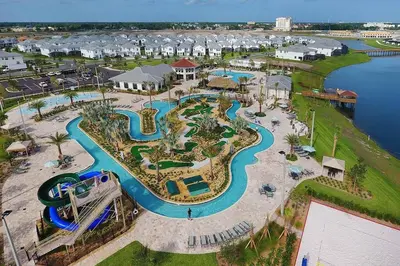 an aerial view of a water park with a water slide at Lovely Condo Access to Amazing Resort STL115 in Kissimmee