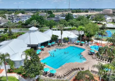 an aerial view of a pool at a resort at Lilo and stitch Ohana Oasis in Kissimmee