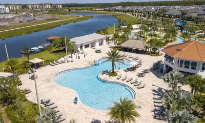 an aerial view of the pool at a resort at Storey Lake Resort 1113 - Hosted by Top Villas in Kissimmee