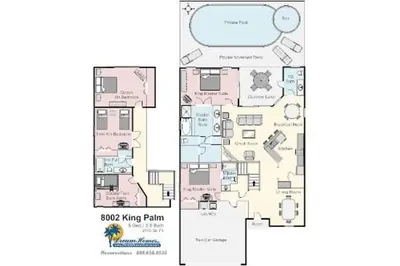 a floor plan of a house with at 5 Bed 8002 in Kissimmee