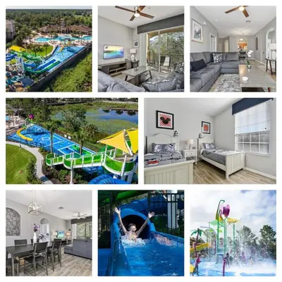 a collage of photos of a water park at C2821-303 Windsor Hills Resort 3 Bedrm Water Park in Orlando