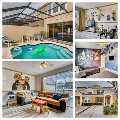 a collage of pictures of a home with a pool at T7674O Windsor Hills Resort 3Bedrm 2miles Disney in Orlando