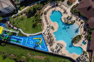 an aerial view of a pool at a resort at C2788-105 Windsor Hills Resort 3Bedrm Themed Condo Water Park in Orlando
