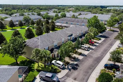 an aerial view of a resort with a parking lot at Living the dream Windsor Hills Resort in Orlando