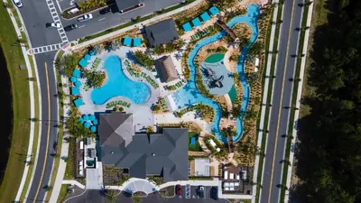 an overhead view of a pool at a resort at Amazing house near the parks in Kissimmee
