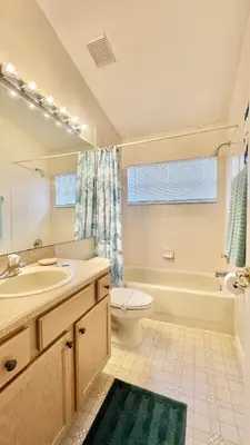 a bathroom with a sink and a toilet and a tub at The Oasis in Orlando