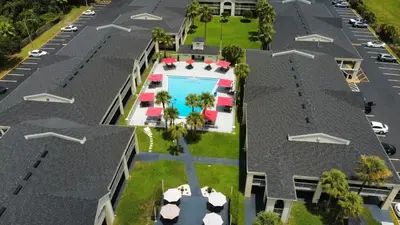 an overhead view of a building with a pool at Bposhtels Orlando Disney in Kissimmee