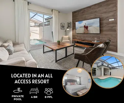 a living room with a couch and a table at Comfy Townhome 8 Min to Disney STL120 in Kissimmee