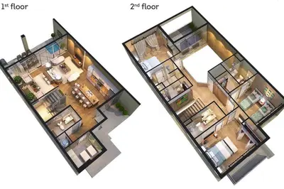 two views of a floor plan of a house at wish home disney (45437492) in Orlando