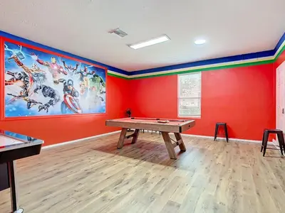 a room with a ping pong table in it at Single Level 2 KING BEDS - 4BedrmPOOL-SPA-Disney in Orlando
