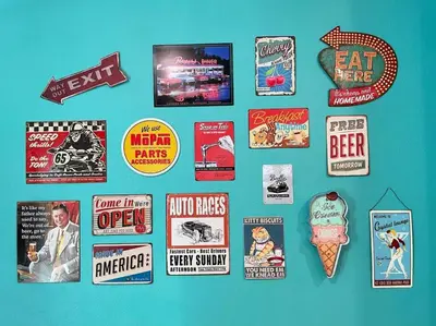 a wall with a bunch of stickers on it at The Sanford Bandstand in Sanford