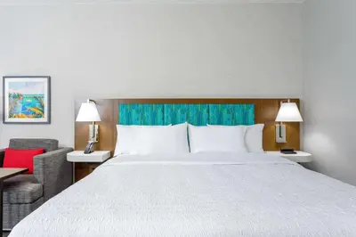 a hotel room with a large bed and a chair at Hampton Inn By Hilton Ocoee Orlando in Orlando