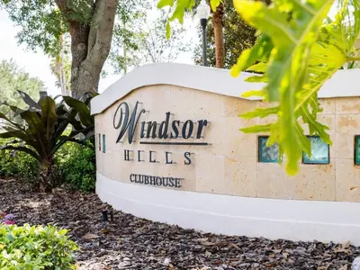 a sign for the wimposter hills conference center at Luxury Disney Villa 5BR With Private Pool and Spa (4 Miles from Disney) in Orlando