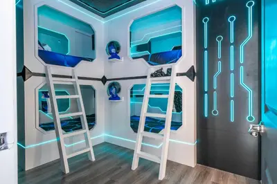 a room with two bunk beds in it at Amazing New 15-bed home up to 30 people in Orlando