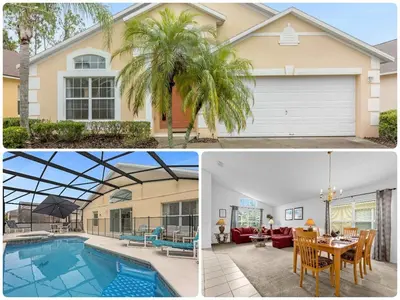 a collage of photos with a house and a swimming pool at 161 - 4 bed Gem at Terraverde Resort in Kissimmee