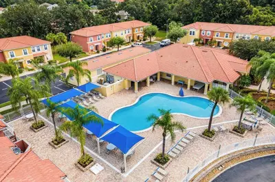 an overhead view of a pool at a resort at Your Home Away from Home! in Kissimmee