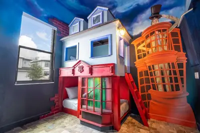 a play room with a house on the wall at Sea World neighbor Deluxe Home Up to 33 ppl 5800 in Orlando