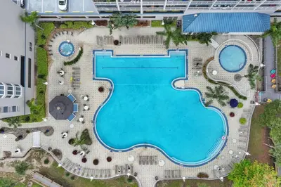 an overhead view of a pool at a resort at Cozy Lakeview Condo near Disney in Orlando