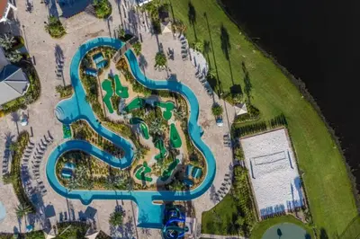an aerial view of the pool at the resort at 2 Bedrooms 2 Bathrooms Storey Lake Ct in Kissimmee