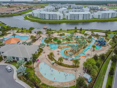 an aerial view of a water park at a resort at Storey Lake *10 mim -> Disney* 4Q/3Ba in Kissimmee