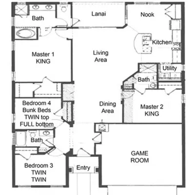a floor plan of a house at Just 3 miles from Disney! in Kissimmee
