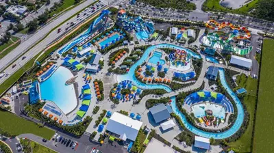 an overhead view of a water park with an amusement park at Paradise Villa Near Disney With Margaritaville Resort & Island H20 Access - 8186Cp in Kissimmee