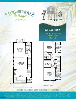 a floor plan of the margarita cartier house at Blue Sky Cottage Near Disney With Private Hot Tub & Margaritaville Resort & Island H20 Waterpark Access - 3008Sr in Orlando