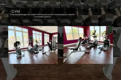 a gym with several tread machines in a room at Spacious 4-Bedroom Family Retreat Near Disneyland! in Kissimmee