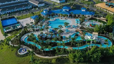 an aerial view of a pool at a resort at Casa 3Q Windsor Hills c/ Piscina Perto da Disney in Orlando