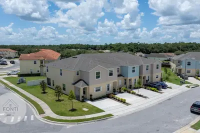 an aerial view of a home in a subdivision at 4875 Resort Townhouse by Disney World Orlando in Kissimmee